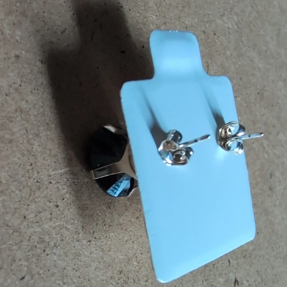 Sterling Silver Black Tourmaline Faceted Round Stud Earrings